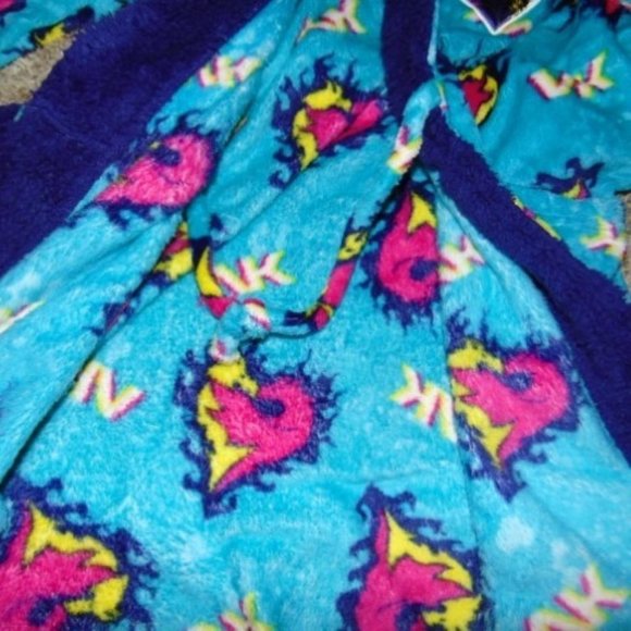 *Disney Descendants Robe sz 8 Blue Fleece Long Sleeve Belted Bath Winter Girls - Picture 5 of 6
